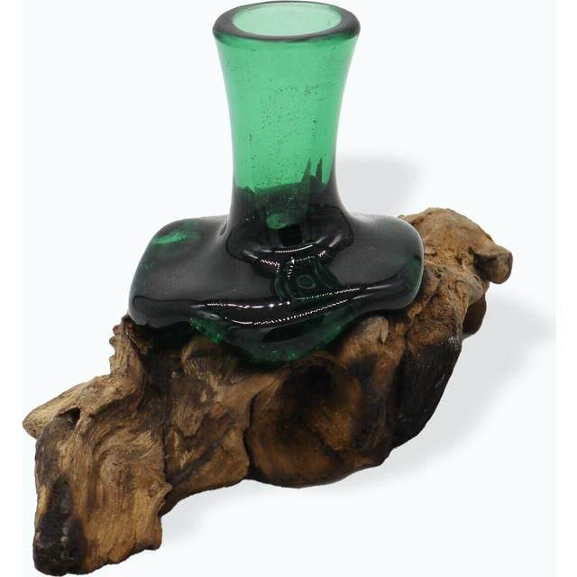 Recycled Beer Bottles - Mini Flower Vase On Wood
