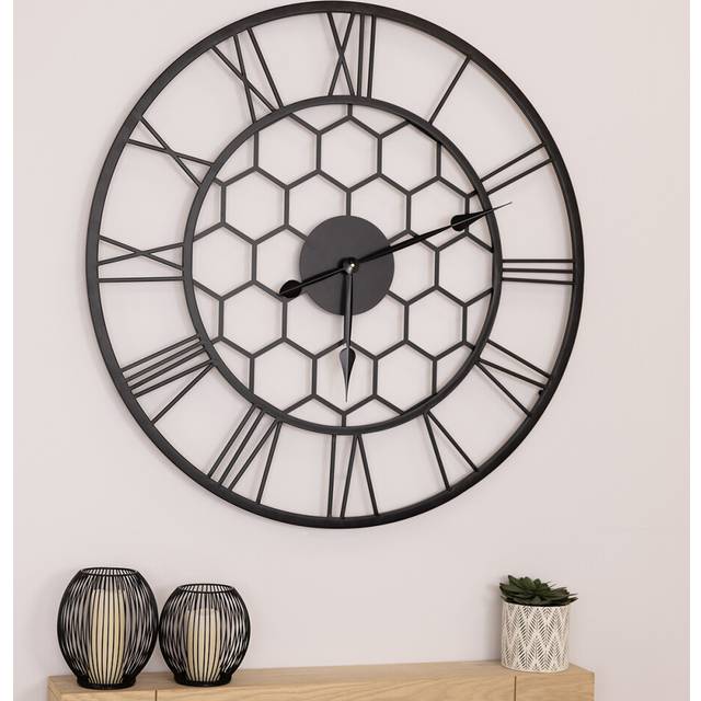 Charles Bentley Stanwick Indoor Outdoor Round Skeleton Wall Clock, Black