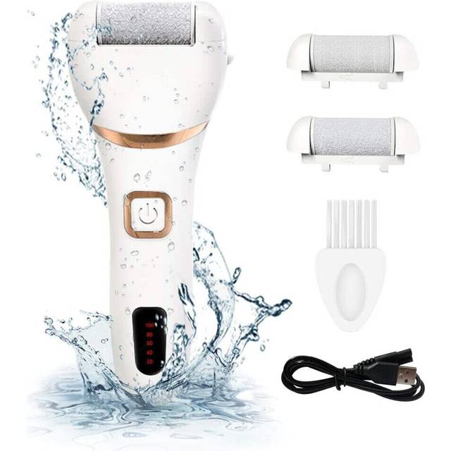 Electric Foot File Rechargeable Waterproof Hard Skin Remover with 3 Rollers and 2 speeds Remove Cracked Heels