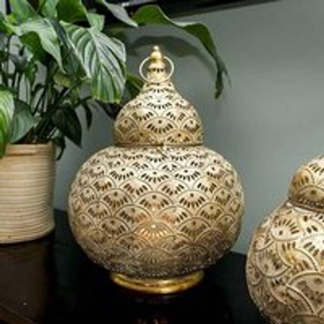 Large Round Cut Out Lantern - Metallics - One Size