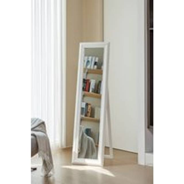 40*42*150cm Rectangle Modern Wood Beveled Floor Mirror - White - One Size