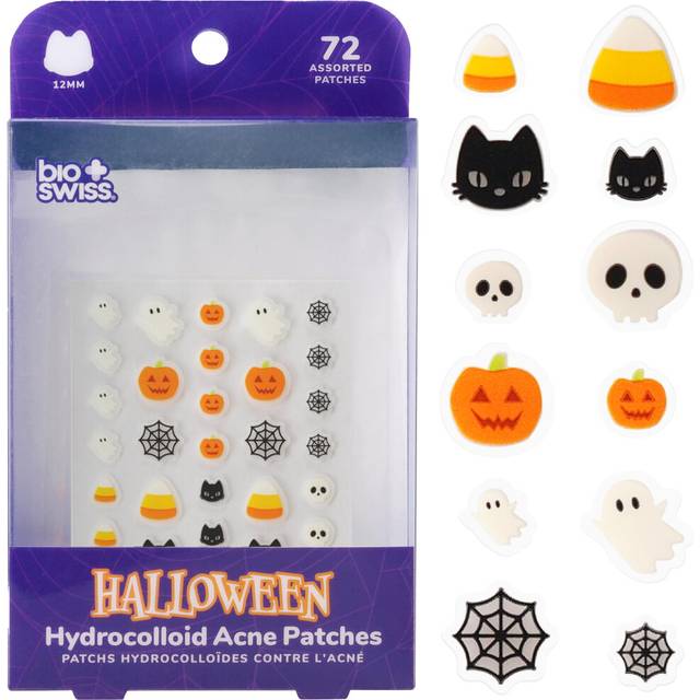 BioSwiss Pimple Patches, Halloween Acne Patch for Zits and Blemishes, Hydrocolloid Spot Stickers for Face and Skin, 72 Count