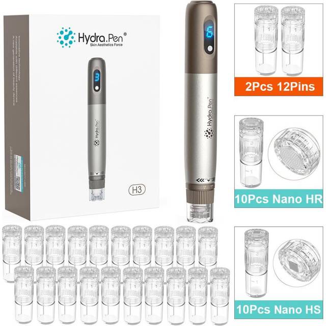 (H3+10XHR 10XHS) Hydra.pen H3 Wireless Professional Microneedling With 22pcs Cartridges Micro Needle Derma Rolling Skin Care Beauty Tools