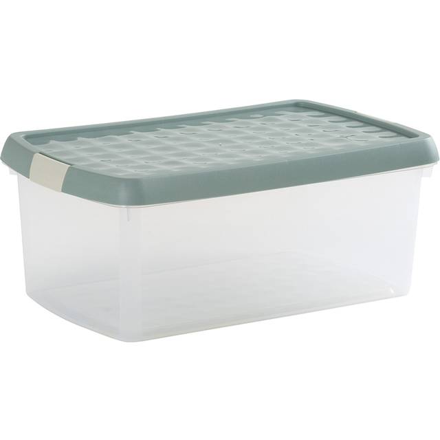 Wham Clip 10.5L Clear Green Milieu and Stone Rectangular Storage Box with Lid 3 Pack