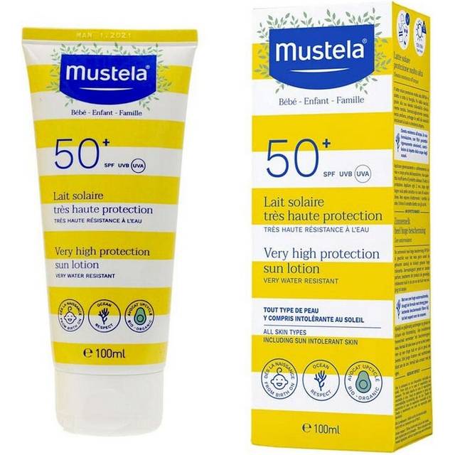 Mustela Very High Protection SPF50+ Sunscreen Lotion for Face & Body 100ml | Water-Resistant & Sun Protection for Sensitive Skin