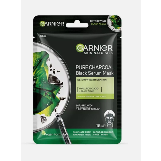 Garnier Pure Charcoal Black Sheet Mask (Black) x10