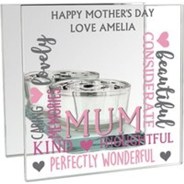 Personalised Mum Mirrored Glass Tea Light Holder