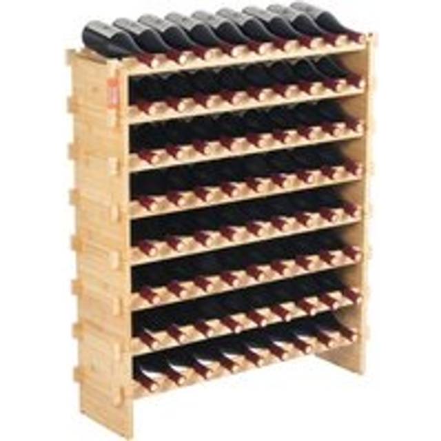 VEVOR 72 Bottle Upgrade Modular Wine Rack Bamboo Wood Display Shelf 8-Tier