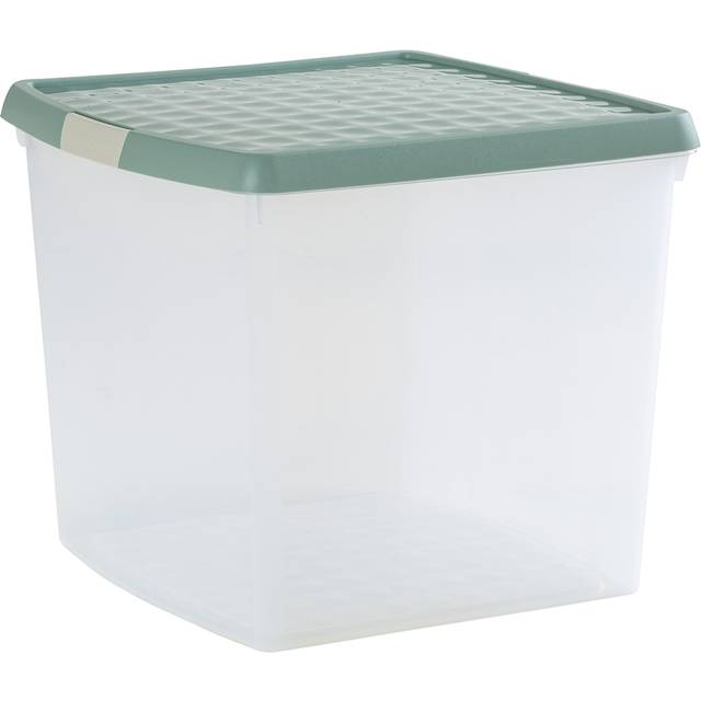 Wham 4x 10.03 37L Square Clip Box & Lid Clear/Green Milieu/Stone, none