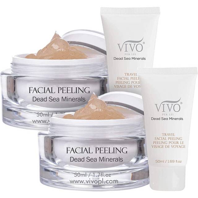 Vivo Per Lei Facial Peeling Gel - Face Peel Containing Dead Sea Minerals and Nut Shell Powder - Exfoliating Gel And Blackhead Remover (Pack of 2) Incl