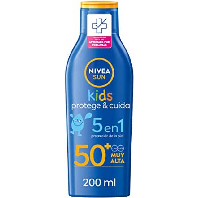 Kids Protect & Care FP50+ Sun Milk (1 x 200 ml), Water Resistant Children's Sunscreen Very High Sun Protection for Children