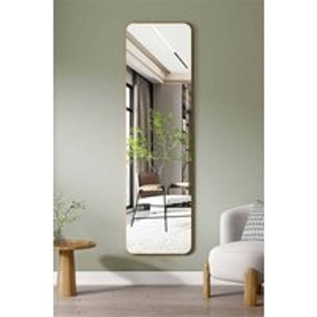 Modern Full Length Mirror with Rounded Corners Door Hanging Mirror - Metallics - One Size