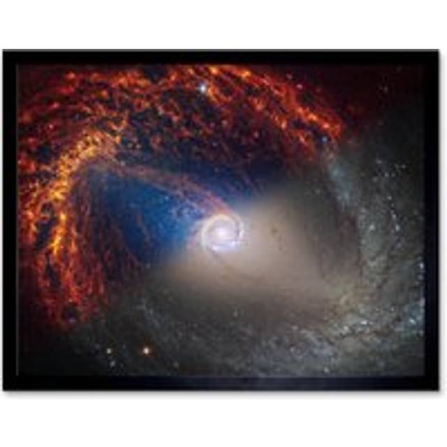 NASA Hubble James Webb Telescope Spiral Galaxy NGC 1512 Framed Art - Black - W12 inch x H16 inch