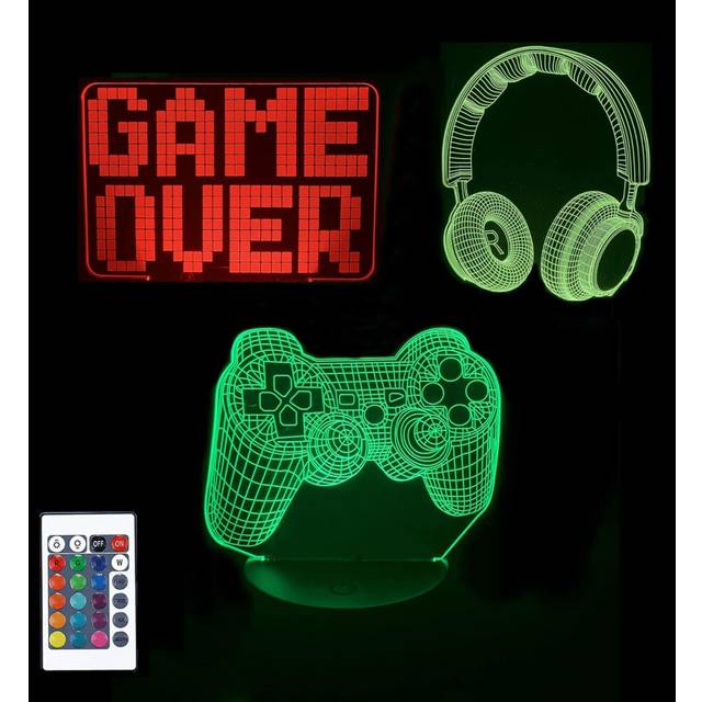 3D Night Light for Kids, 3 Patterns & 16 Color Change Game Room Decor