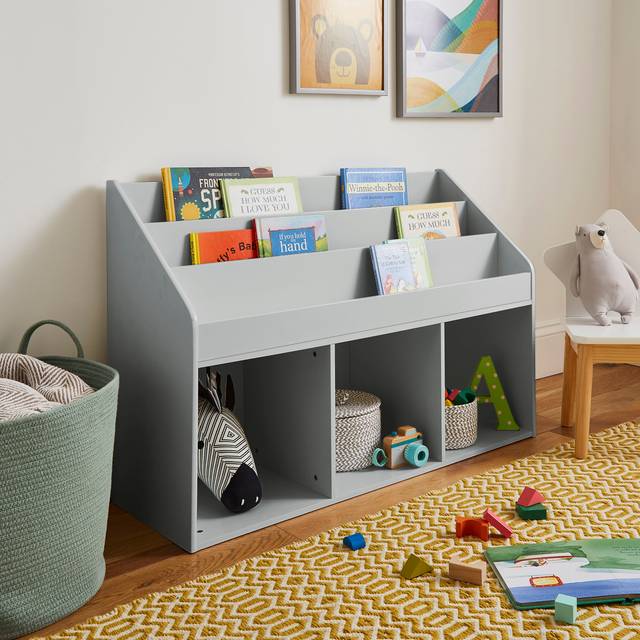 Kid's Casey Wide Storage Bookcase - Grey