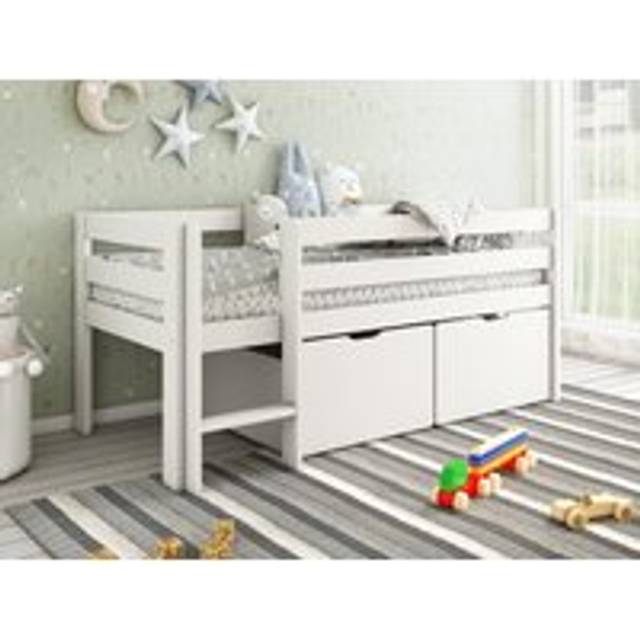 Noomi Solid Wood Shorty Mid Sleeper with Crate Drawers White (FSC-Certified)