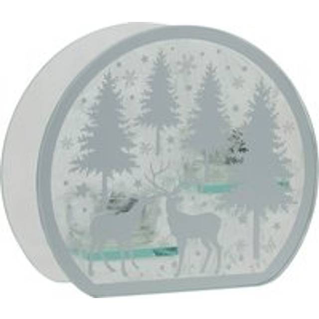 The Seasonal Gift Co. Frosted Haven Winter Scene Glass Double Tealight Holder, Silver