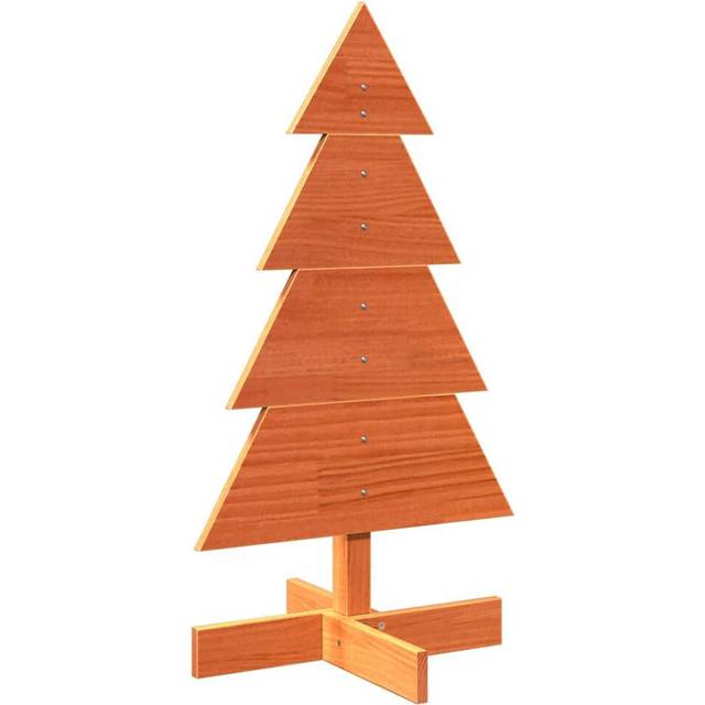 vidaXL Wooden Christmas Tree for Decoration Wax Brown 80 cm Solid Wood Pine