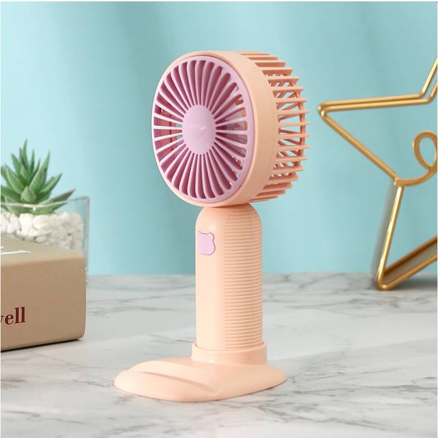 (Pink) Rechargeable Handheld Fan Usb Charging Adjustable Speed Design Various Colors