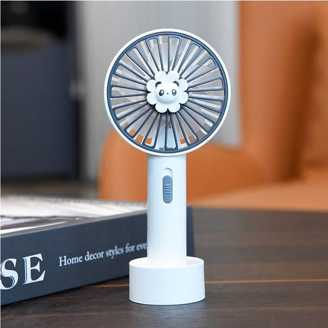 (White) Lightweight Mini Handheld Fan With 5 Plastic Blades Usb Rechargeable Portable