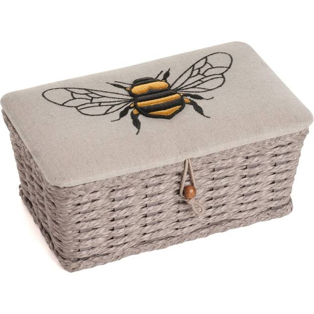 Hobby Gift Bee Small Linen Wicker Sewing Box - Natural