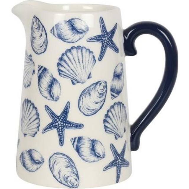 Something Different Coastal Charm Seashells Ceramic Jug - White/blue