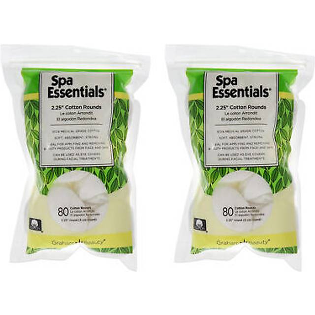 Spa Essentials Cotton Rounds - 2.25 - Pack of 2 for Women 80 Count Cotton Pads