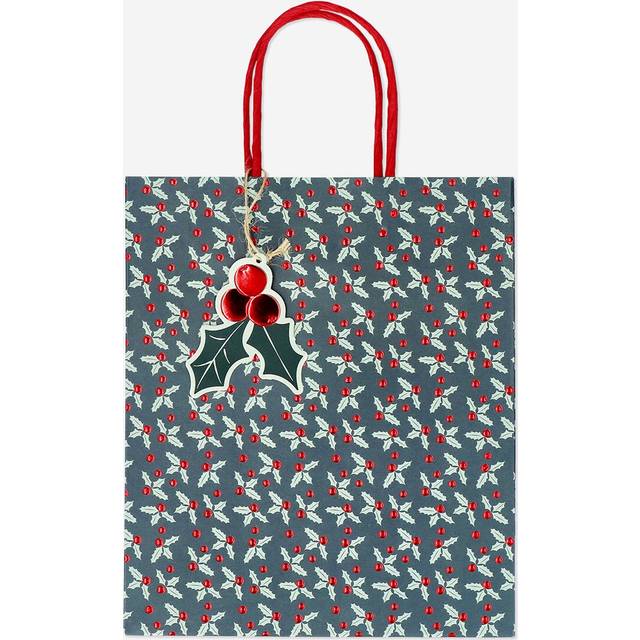 Gift bag with debossed holly pattern