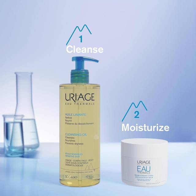 Uriage Cleansing Oil 1L - Body & Face - Sensitive Skin - Cleanses, Nourishes, Prevents Dryness