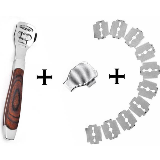(A) Peach wood Foot Skin Shaver Corn Cuticle Cutter Remover Rasp Pedicure File Foot Callus 10 Blades