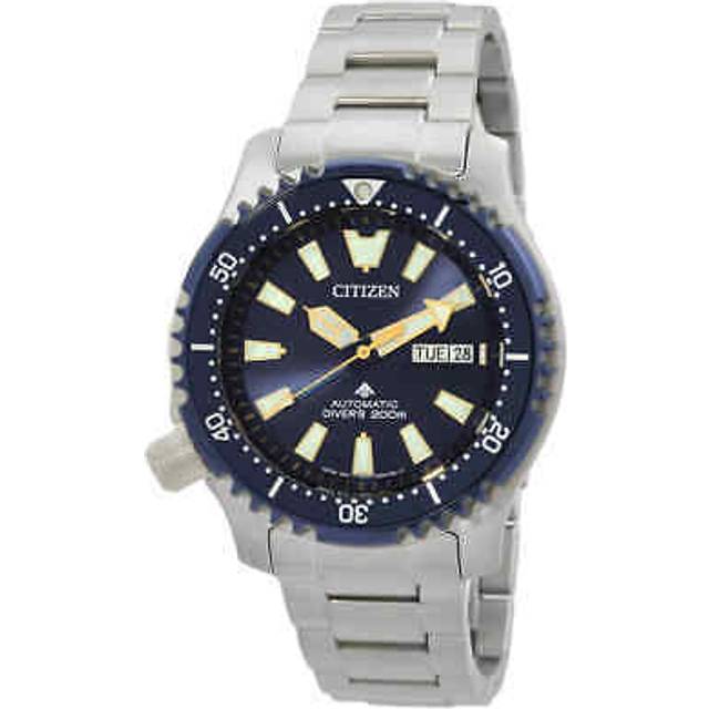 Citizen Promaster Stainless Steel Blue Dial Automatic Diver's NY0166-60L 200M Men's Watch blå