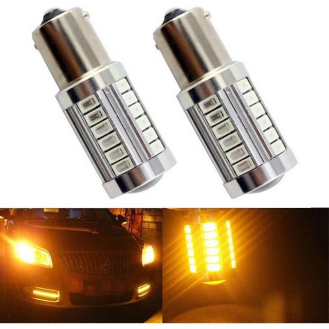 2Pcs/1Pc Car P21W BA15S 1156 33 Smd Led 5630 Car Brake Bulbs Daytime Lamps Car Tail Bulb Auto Reverse Lamp 2Pcs yellow