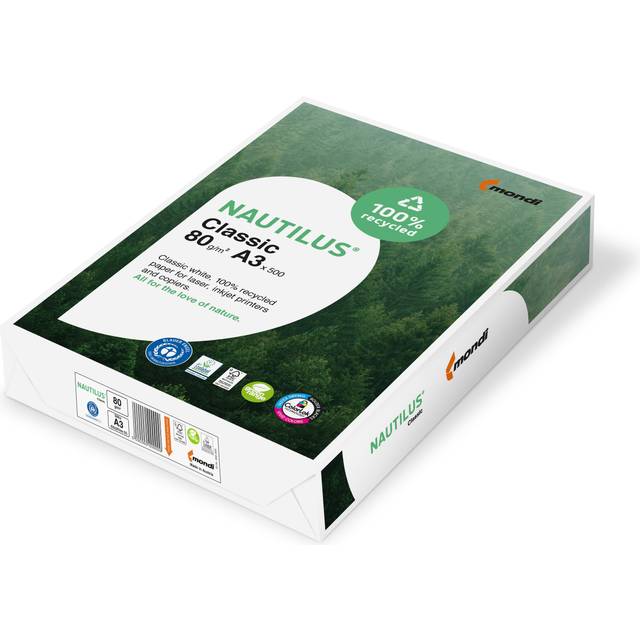 Nautilus Classic A3 Printer Paper White Recycled 100% 80 gsm Frosted 500 Sheets