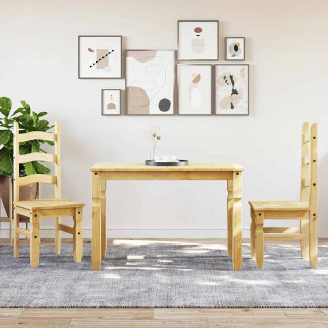 vidaXL 3 Piece Dining Set Panama Solid Wood Pine - Brown