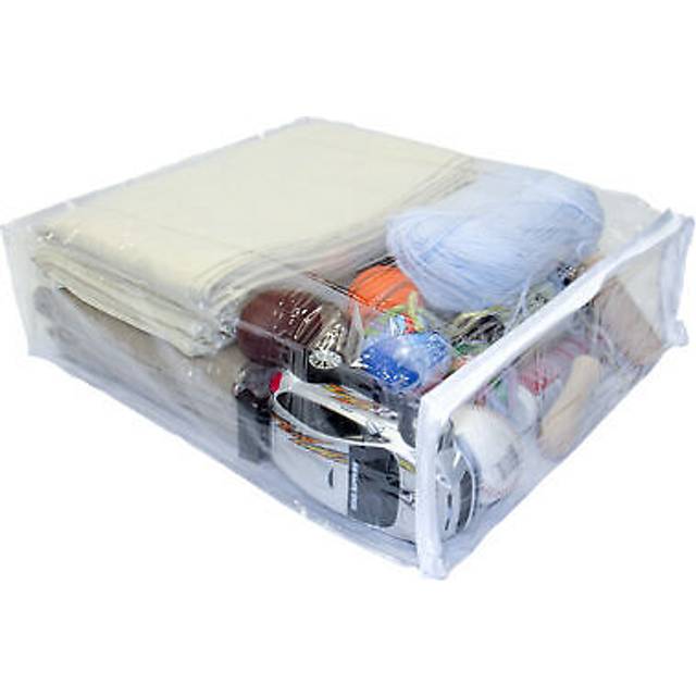 Clear Vinyl Zippered Blanket Storage Bags 15x18x5 Inch set of 5
