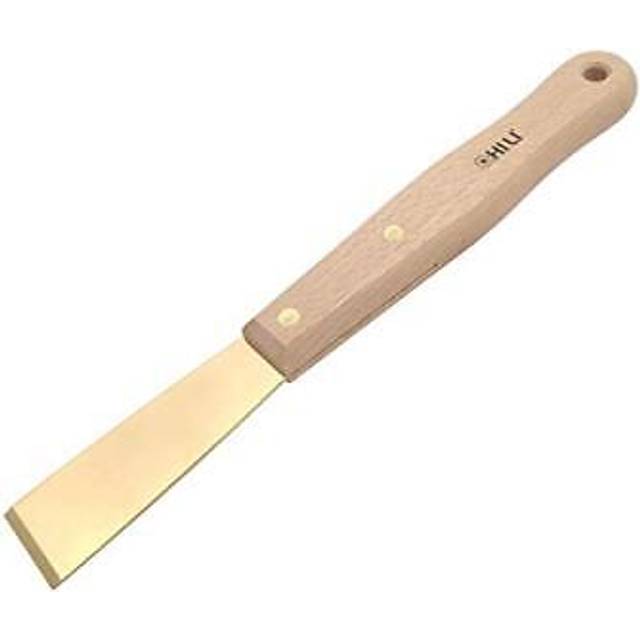 "CHILI Tools 1-1/4"""""""" Brass Scraper With Long Beech Wooden Handle  Non-Scratch  Non-Spark  Non-Magnetic  Made In Taiwan"