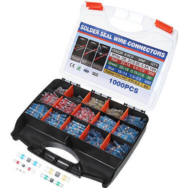 1000pcs 26-10 Awg Solder Seal Wire Heat Shrink Butt Connectors Waterproof