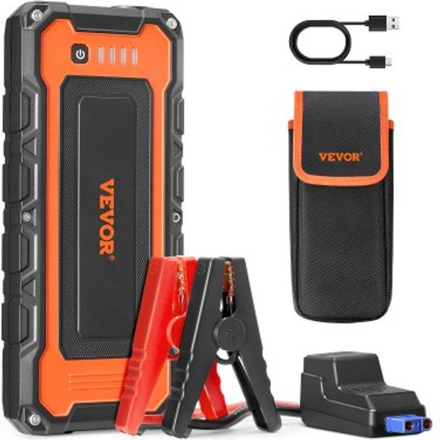 VEVOR Jump Starter, 3000A Peak, Bilbatteristartpaket, Bärbar batteribooster med startkablar för luftkompressor, LCD-display, LED-lampa, 59,2 Wh litiumbatteri, för upp till 10 liters bensin/8 liters dieselmotorer