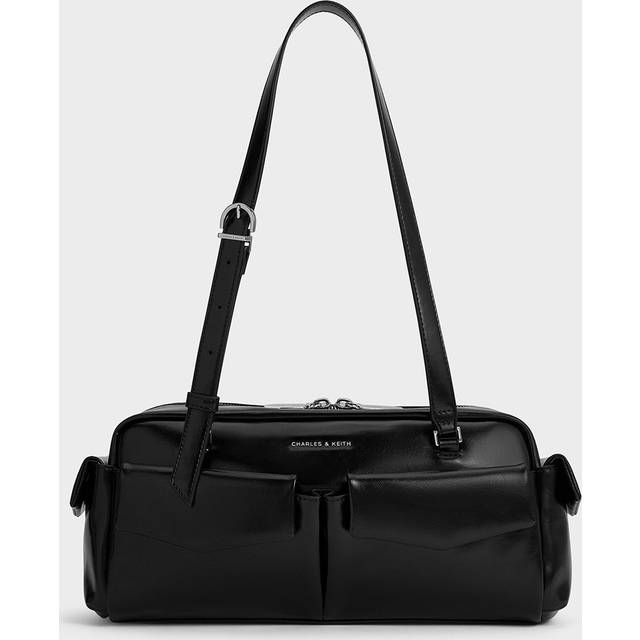 Charles & Keith - Rachel Elongated Multi-Pocket Shoulder Bag - Noir