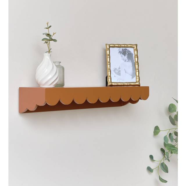 Scalloped Wall Storage Shelf - 61Cm - Rust (10cm H X 61cm W X 16cm D)