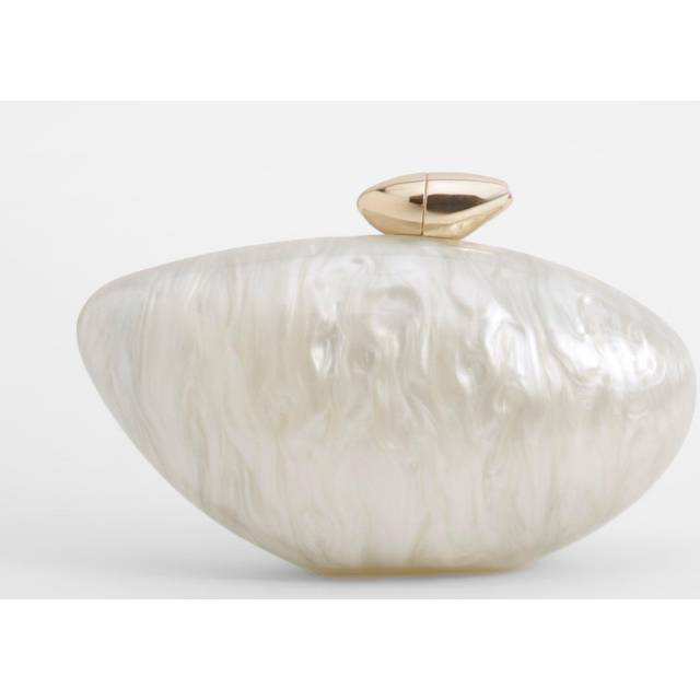 Womens Marbled Acrylic Clutch Bag - Gold - One Size, Gold