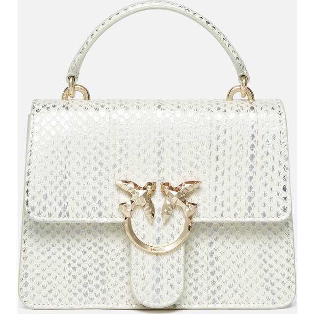 Pinko, Petit sac en reptile lamé à bandoulière et anse PINKO Galleria, Blanc/argent-or clair, U