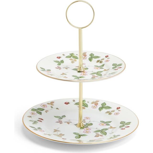 Wedgwood Wild Strawberry Floral-pattern 2-tier Bone-china Cake Stand