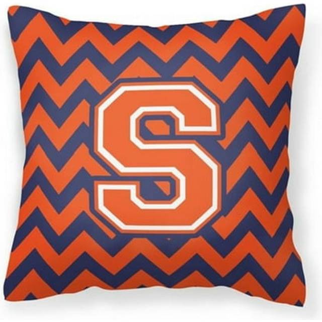 Caroline's Treasures CJ1042-SPW1414 Letter S Chevron Orange and Blue Fabric Decorative Pillow  14 H x 14 W  Multicolor