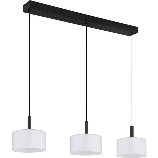 Luminosa Lighting Luminosa Trenton Bar Pendant Ceiling Light Matt Black Opal Alabaster Optic Glass Shade 3X Led 2700-4000K - One Size