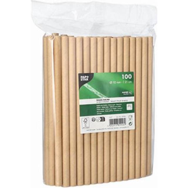PAPSTAR Sugrör Shake papper 10mmx21cm brun 100/fp