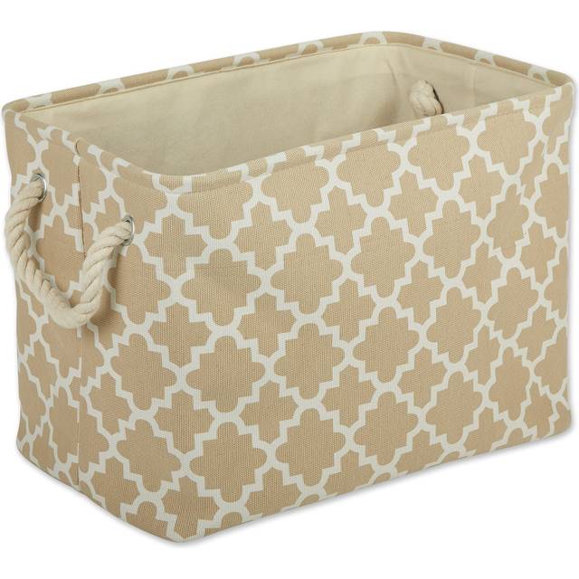 DII Polyester Bin Lattice Vintage Linen Rectangle Large