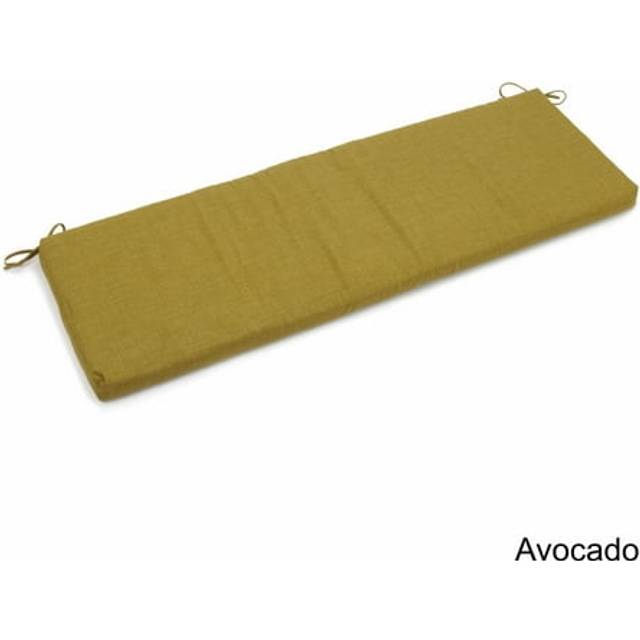 Blazing Needles Outdoor Spun Poly 19-Inch by 60-Inch by 3-1/2-Inch 3-Seater Bench Cushion  Avocado Green