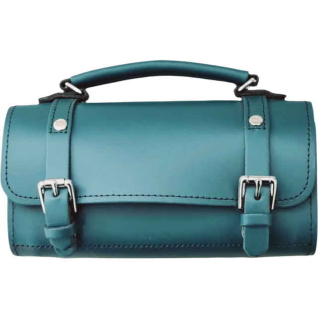 Handmade Leather Bowler Bag - Teal - blue
