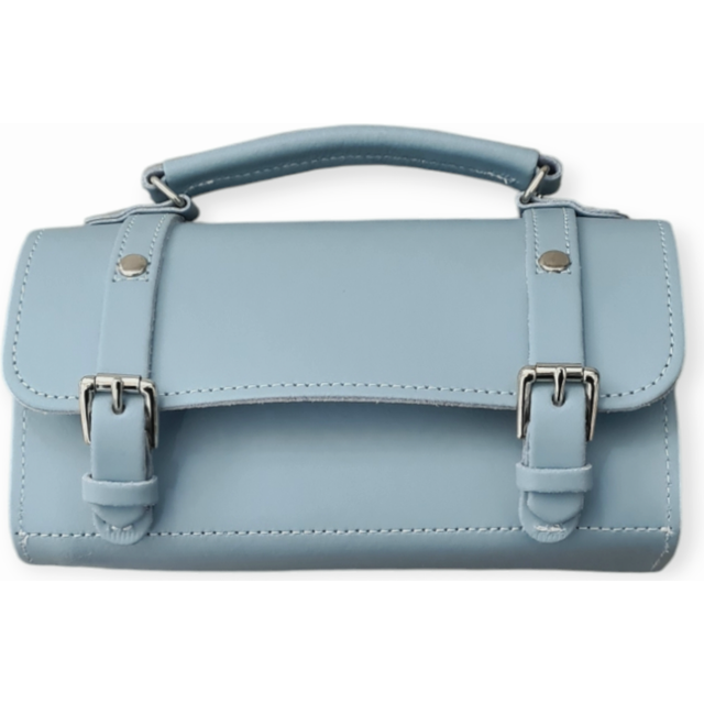 Handmade Leather Bowler Bag - Sea Green - blue